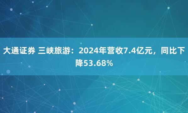 大通证券 三峡旅游：2024年营收7.4亿元，同比下降53.68%