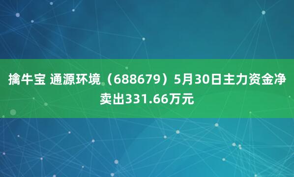 擒牛宝 通源环境（688679）5月30日主力资金净卖出331.66万元