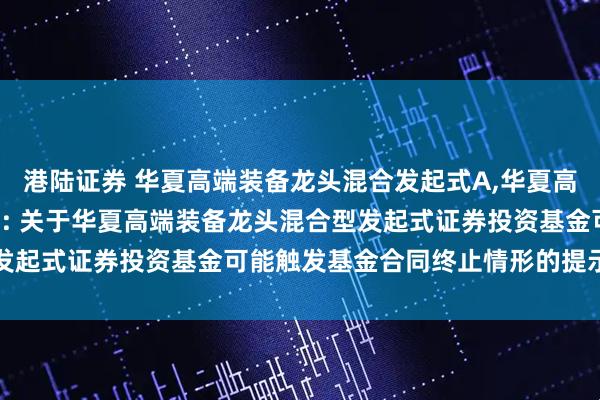 港陆证券 华夏高端装备龙头混合发起式A,华夏高端装备龙头混合发起式C: 关于华夏高端装备龙头混合型发起式证券投资基金可能触发基金合同终止情形的提示性公告