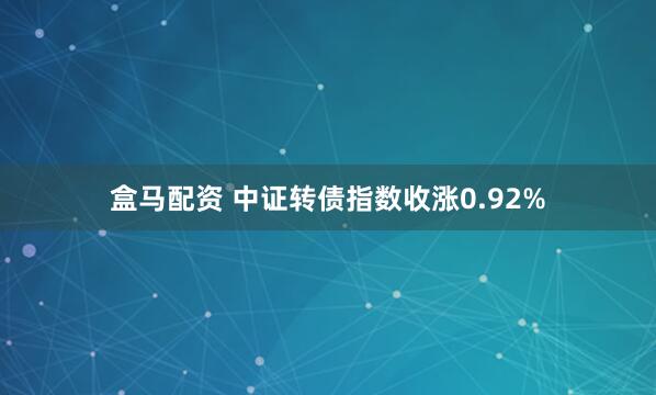盒马配资 中证转债指数收涨0.92%